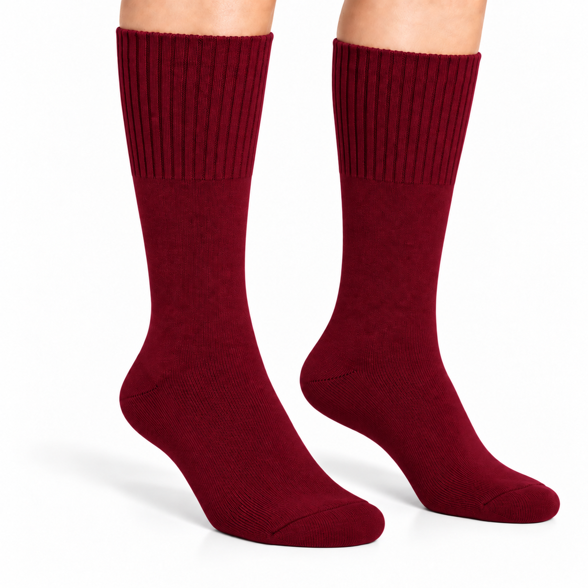 Terry Cotton Calf Length Wine Red Socks