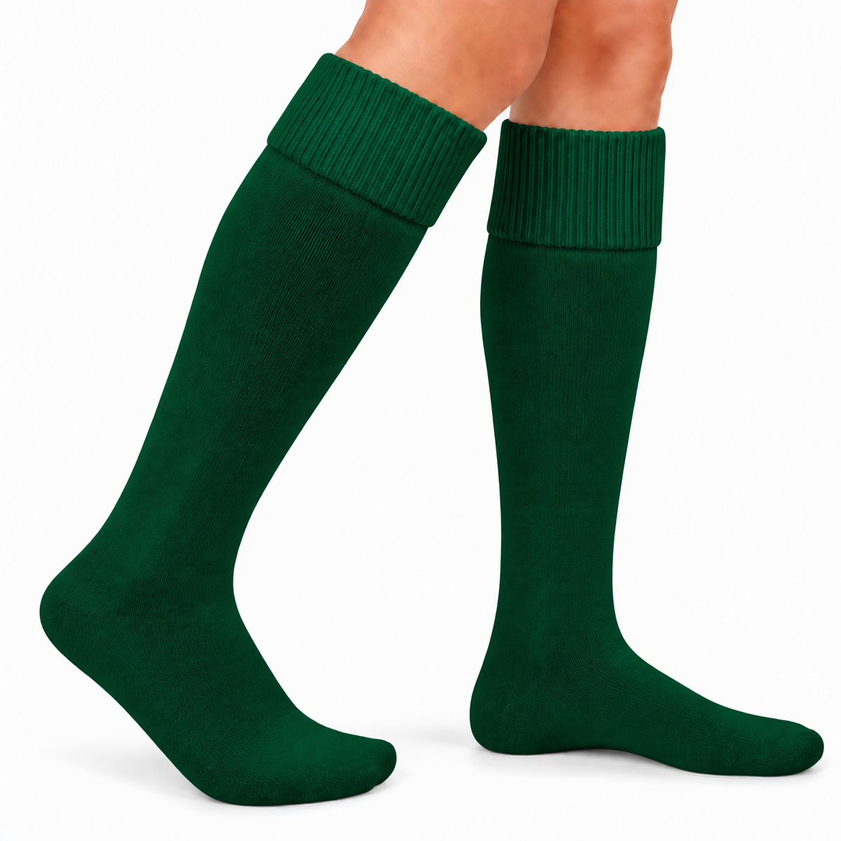 Terry Cotton Knee Length Dark Green Long Socks