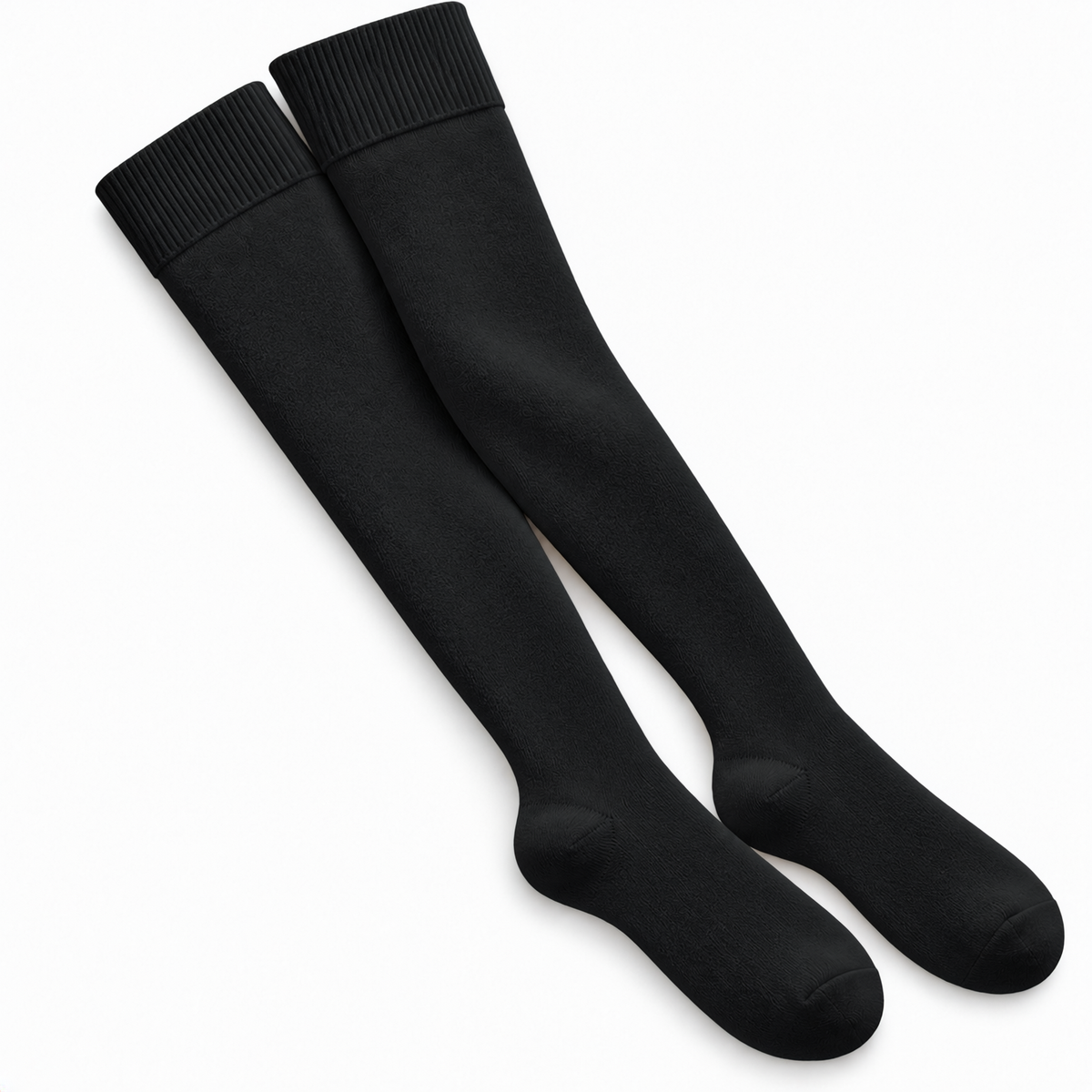 Terry Cotton Thigh High Length Black Stockings