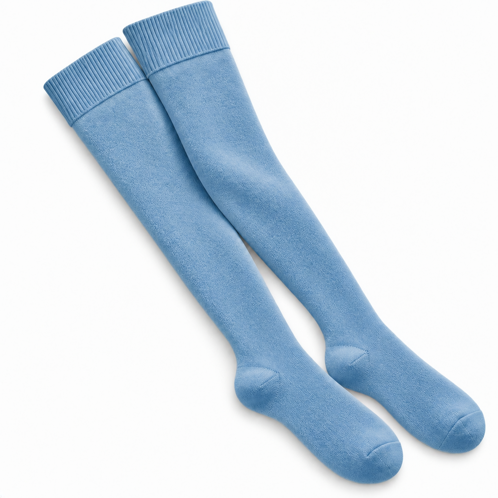 Terry Cotton Thigh High Length Faded Blue Stockings