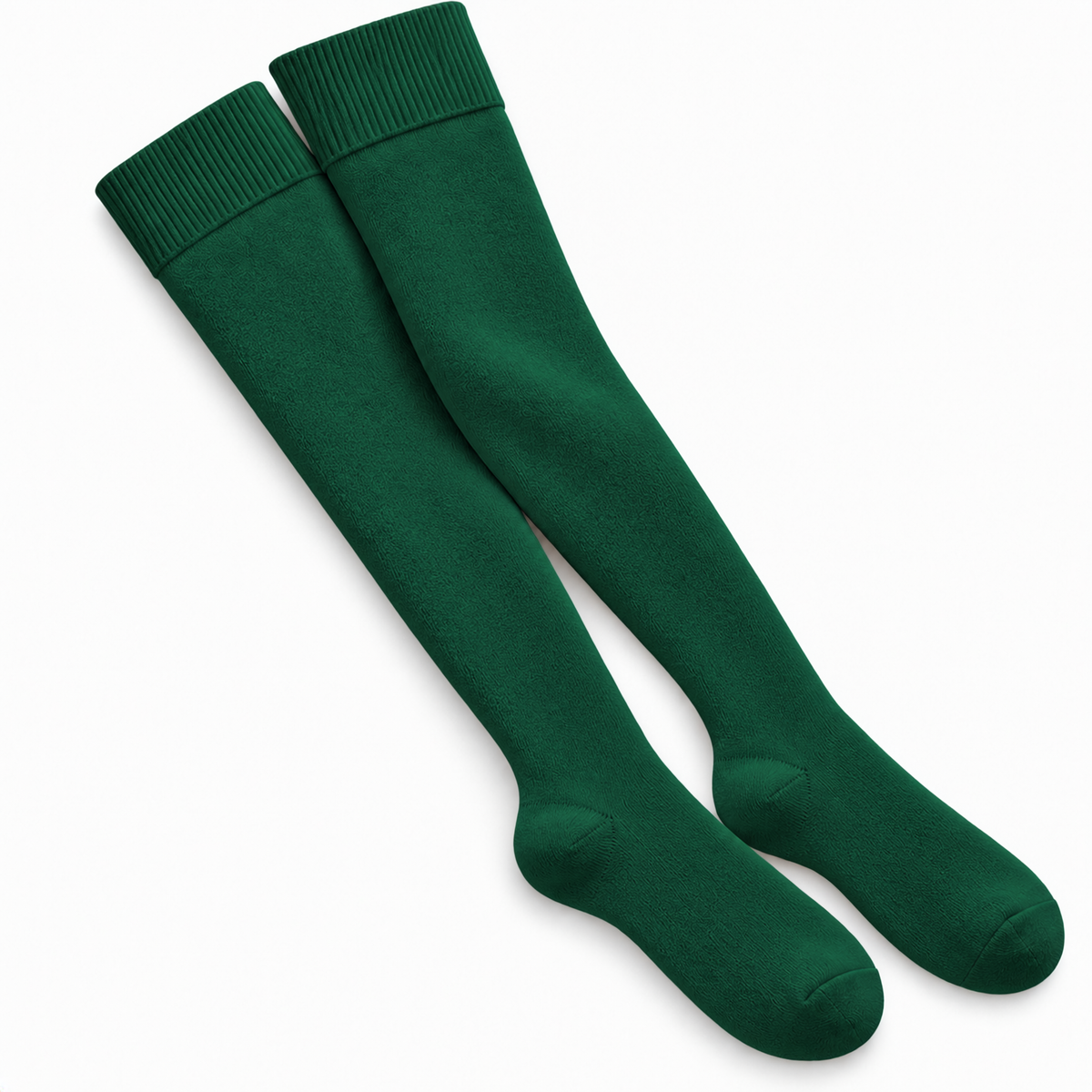 Terry Cotton Thigh High Length Dark Green Stockings