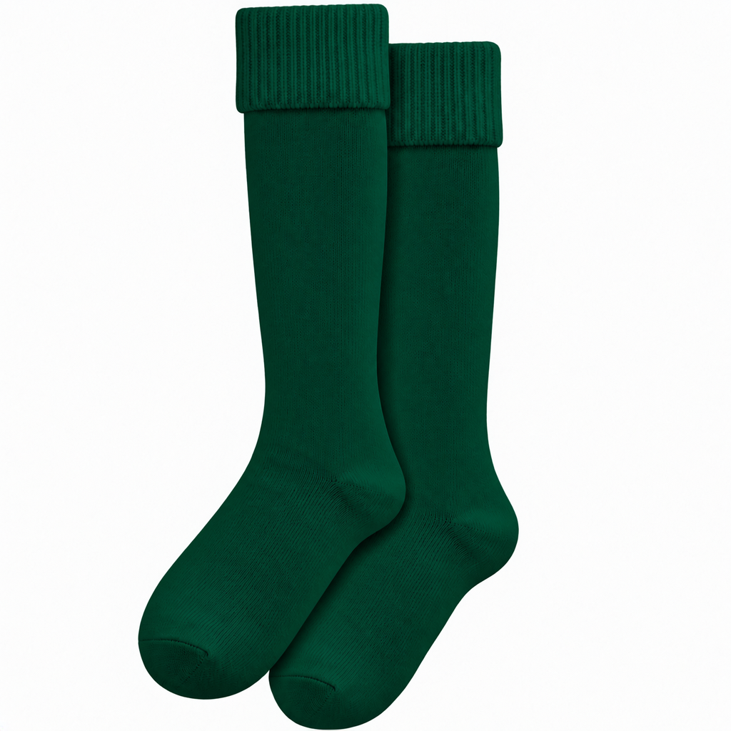 Terry Cotton Knee Length Dark Green Long Socks